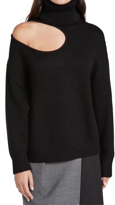 Monse Neck Cutout Turtleneck Sweater In Black