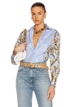 VERSACE BUTTON DOWN LONG SLEEVE TOP,VSAC-WS75