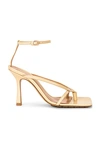 Bottega Veneta Beige Raffia Stretch Heeled Sandals