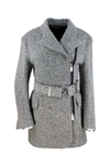 Ermanno Scervino Herringbone Coat In Black And White In Grey