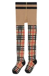 Burberry Kids' Vintage Check Stretch Cotton Tights In Beige