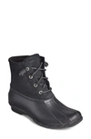 Sperry Saltwater Rain Boot In Black Serpent Leather