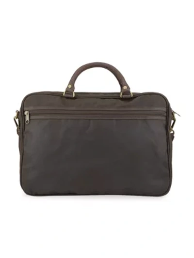 Barbour Wax Finish Briefcase In Olive