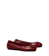 Tory Burch Minnie Travel Ballet Flat In Roma Red- Croc