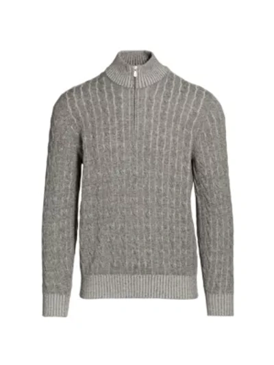 Brunello Cucinelli Vanise Cable Knit Half-zip Sweater In Dark Grey