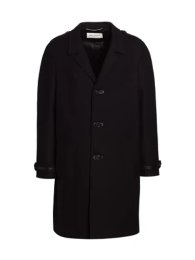 Saint Laurent Manteau Demi Raglan Coat In Noir