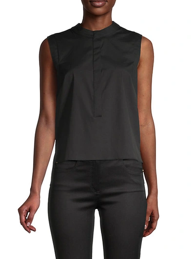 Milly Cotton-blend Sleeveless Top In Black