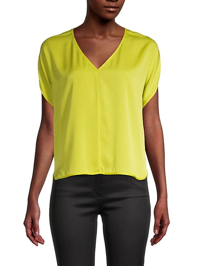 Milly Stretch-silk Top In Citron
