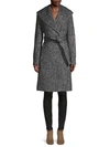 DONNA KARAN CHEVRON SHAWL-COLLAR COAT,0400013075579