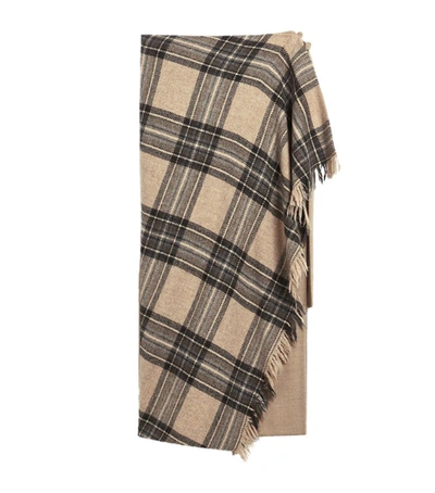 Weekend Max Mara Pigna Plaid Wrap Midi Skirt In Beige