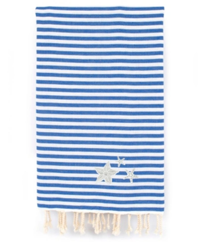 Linum Home Fun In The Sun Glittery Starfish Pestemal Beach Towel Bedding In Ocean Blue
