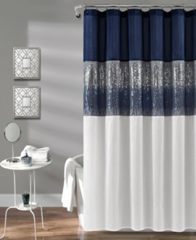 Lush Decor Night Sky Black/gray Shower Curtain 72x72 In Navy