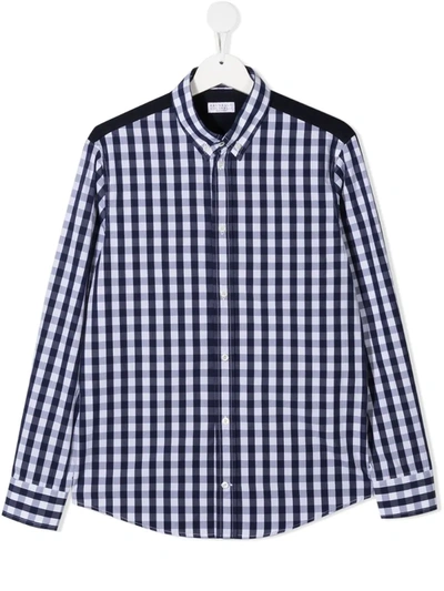 Brunello Cucinelli Kariertes Teen Button-down-hemd In Blue