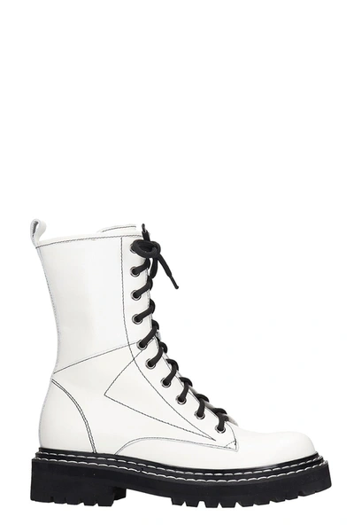 Bibi Lou Combat Boots In White Leather