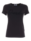 DONDUP LOGO PATCH T-SHIRT IN BLACK,S007JS0241DZH4DD 999