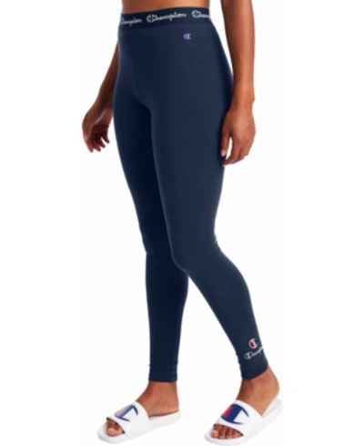 Champion Women's Authentic Compression Full Length Leggings In Athletic Navy