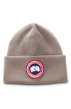 Shop Canada Goose Arctic Disc Merino Wool Toque Beanie In Tan Heather