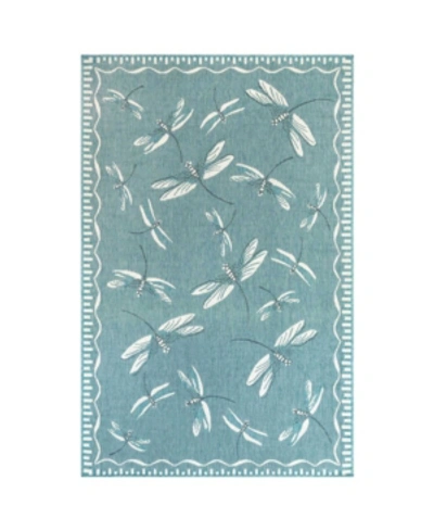 Liora Manne Carmel Dragonfly 3'3" X 4'11" Outdoor Area Rug In Aqua