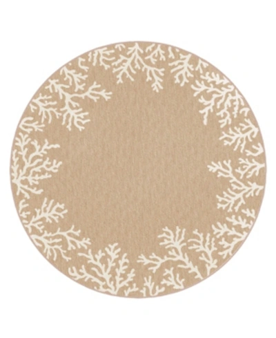 Liora Manne Carmel Coral Border 7'10" X 7'10" Round Rug In Sand