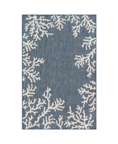 Liora Manne Carmel Coral Border 4'10" X 7'6" Outdoor Area Rug In Navy