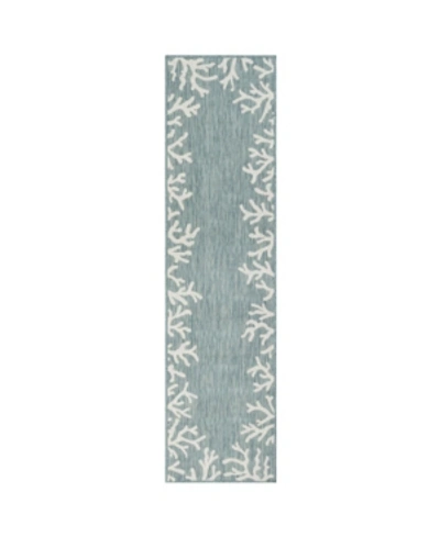 Liora Manne Carmel Coral Border 1'11" X 7'6" Runner Rug In Aqua