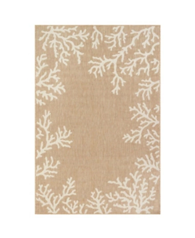 Liora Manne Carmel Coral Border 4'10" X 7'6" Outdoor Area Rug In Sand