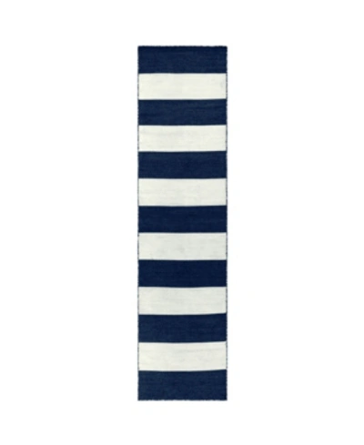 Liora Manne Sorrento Rugby Stripe 2' X 8' Runner Rug In Navy