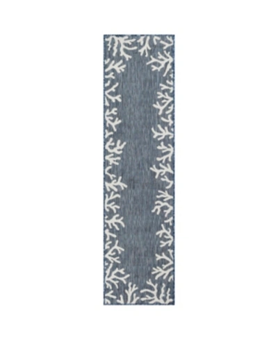 Liora Manne Carmel Coral Border 1'11" X 7'6" Runner Rug In Navy