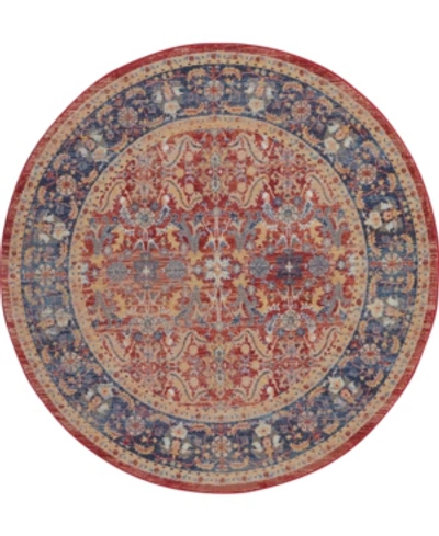 Nourison Ankara Global Anr02 Red 4' Round Rug