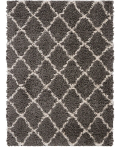 Nourison Luxe Shag Lxs02 Charcoal 4' X 6' Area Rug