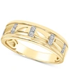 COLE HAAN MEN'S DIAMOND BAND (1/10 CT. T.W.) IN 10K YELLOW GOLD AND 10K WHITE GOLD