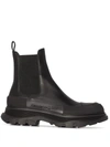 Alexander Mcqueen Leather Exaggerated-sole Chelsea Boots In Black