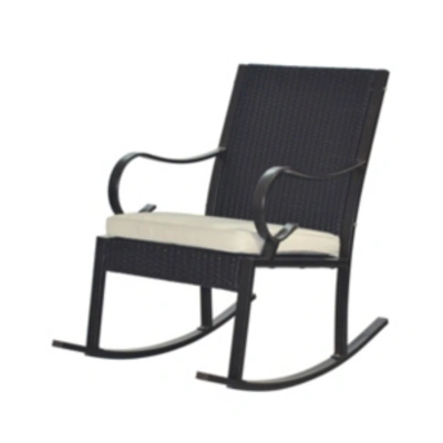 Noble House Harmony Outdoor Rocking Chair In Dark Brown
