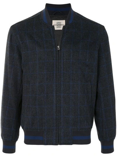 Kent & Curwen Check Patterned Knitted Bomber Jacket In Grey