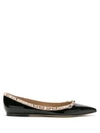 Valentino Rockstud Patent Leather Ballet Flats In Black