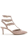Valentino Patent Leather Studded Pointed Pump In Neutrals