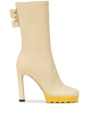 Off-white 110mm Leather Ankle Boots In Beige