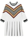 BURBERRY LONG-SLEEVE ICON STRIPE DRESS