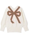 BURBERRY ICON STRIPE KNITTED BOW JUMPER