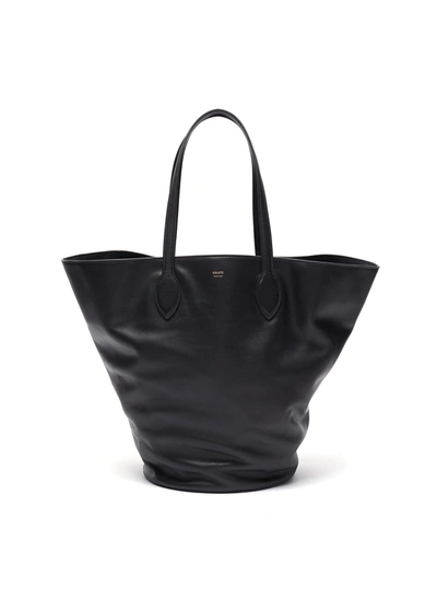Khaite Osa Medium Patent-leather Tote Bag In Black