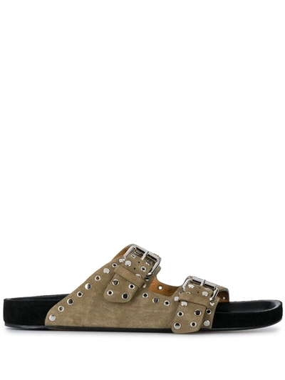 Isabel Marant Lennyo Stud-embellished Sandals In Green