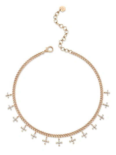 Shay 18kt Rose Gold Diamond Baby Don't Cross Me Link Necklace
