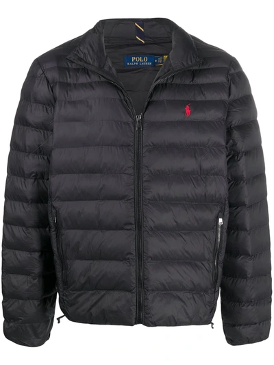 Polo Ralph Lauren Embroidered Logo Quilted Padded Jacket In Black