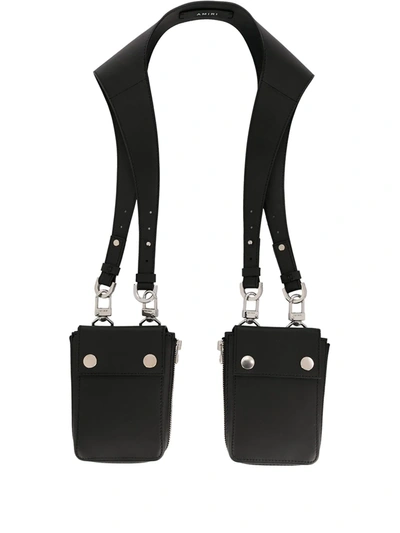 Amiri Draped Leather Shoulder Bag In Black
