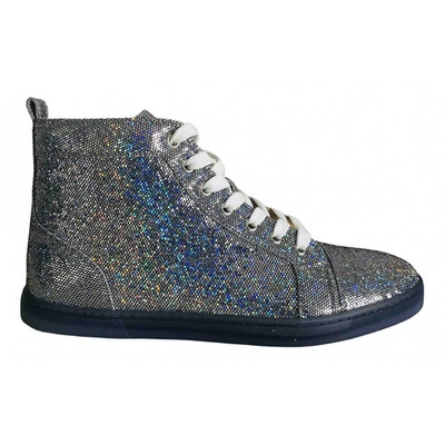 Pre-owned Christian Louboutin Louis Silver Glitter Trainers