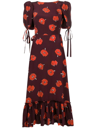 The Vampire's Wife Honey Trap Puff-sleeve Silk Dress In Red