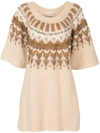 Mes Demoiselles Bead-embellished Intarsia-knit Dress In Brown