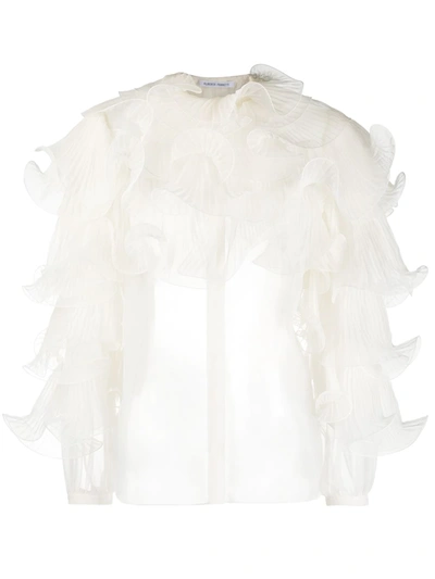 Alberta Ferretti Ruffle Trimmed Blouse In Neutrals