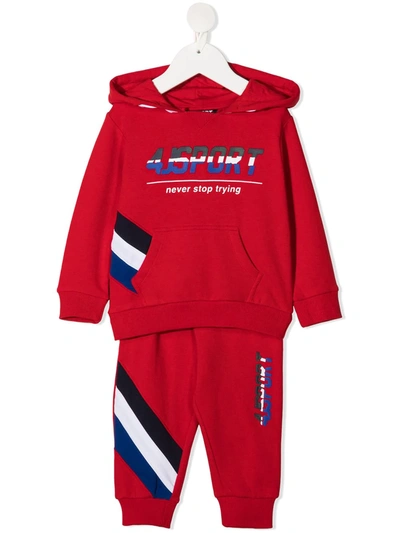 Cesare Paciotti 4us Babies' Logo Print Tracksuit Set In Red
