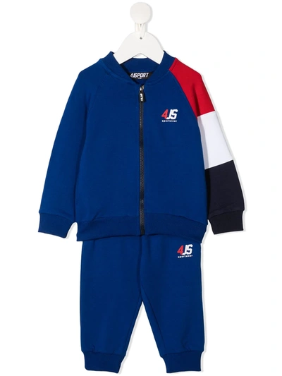 Cesare Paciotti 4us Babies' Colour-block Tracksuit Set In Blue